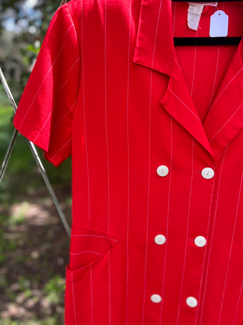 Vintage Red Pinstripe Dress