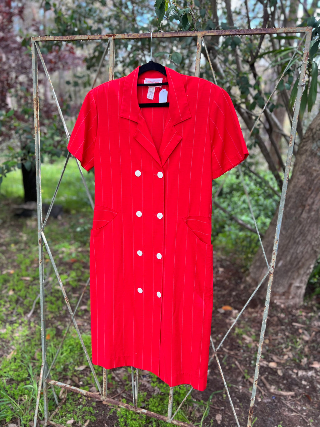 Vintage Red Pinstripe Dress
