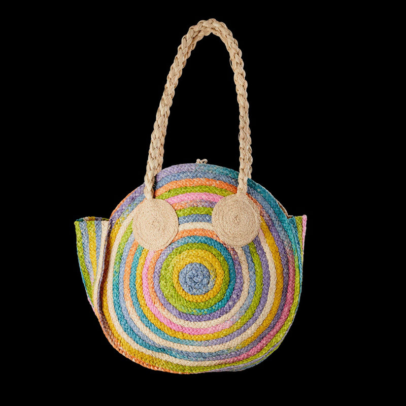 Raffia Round Bag in Pastel