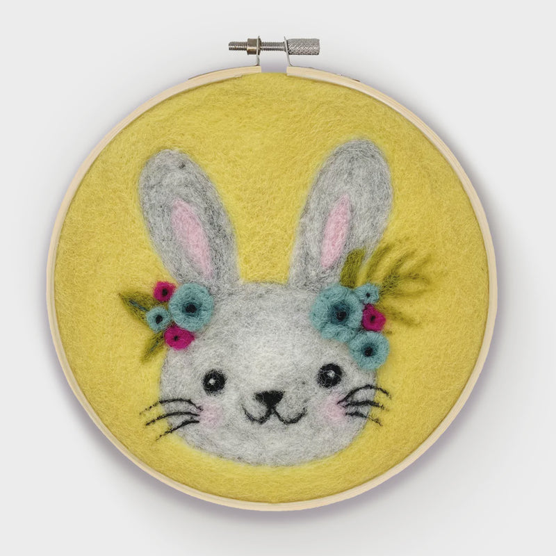 Floral Bunny in a Hoop Needle Felt Kit