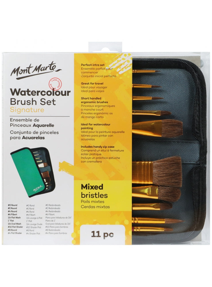 Brush Set Wallet 11pc Watercolour