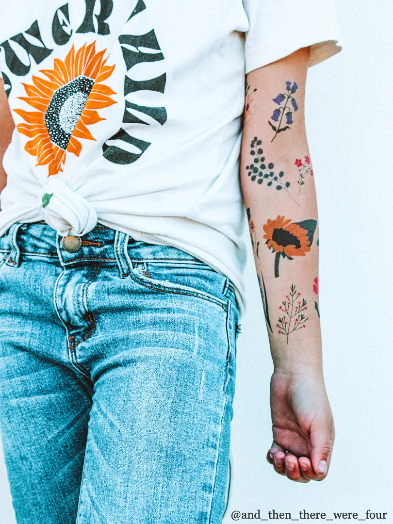 Flowers and Herbs Temporary Tattoos