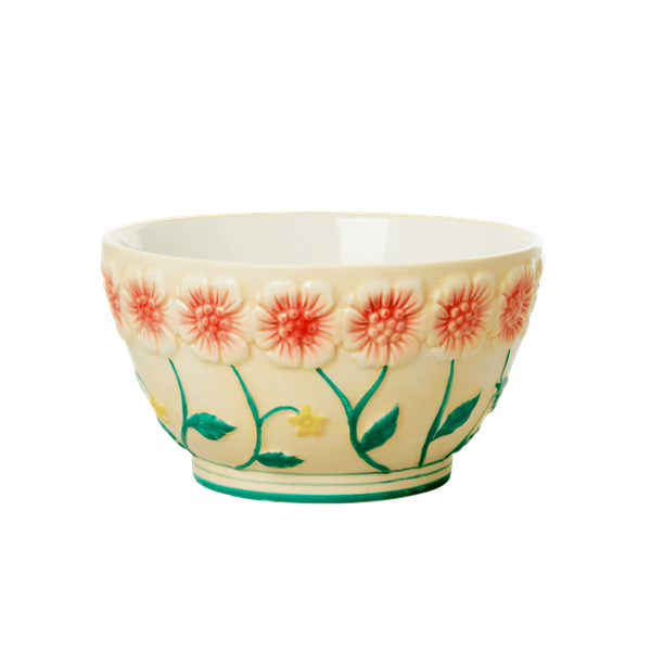 Ceramic Bowl Cream Flower