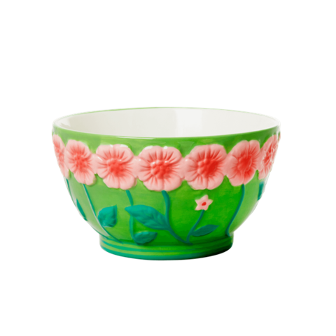 Ceramic Bowl Green Flower