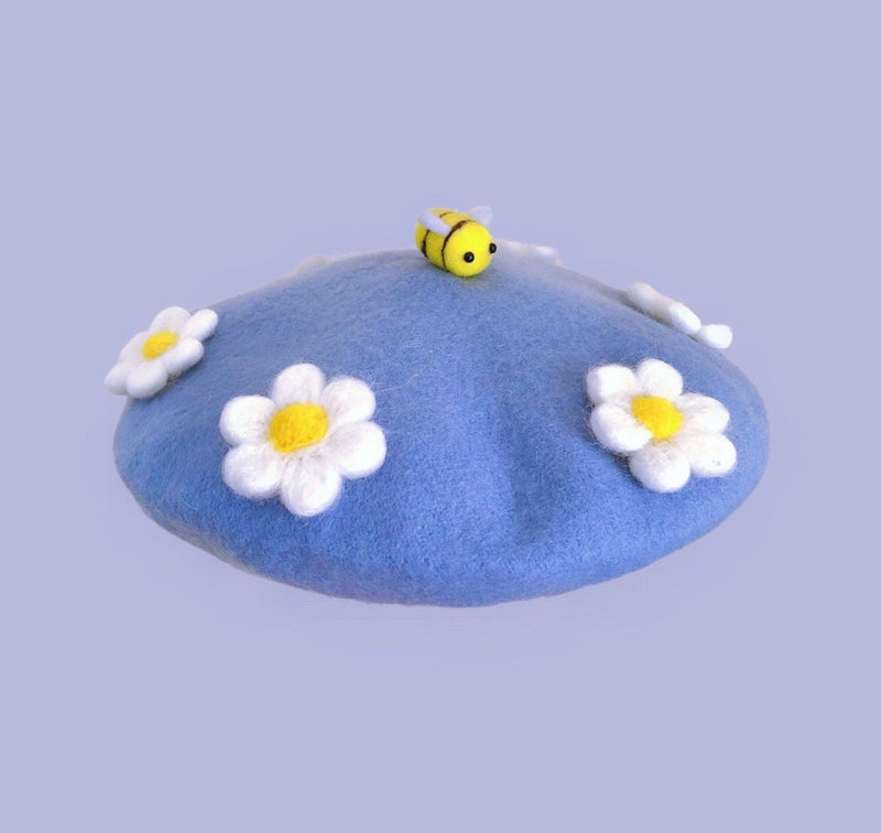 Beret Blue with Flower