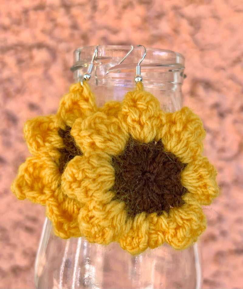 Crochet Earrings Sunflower
