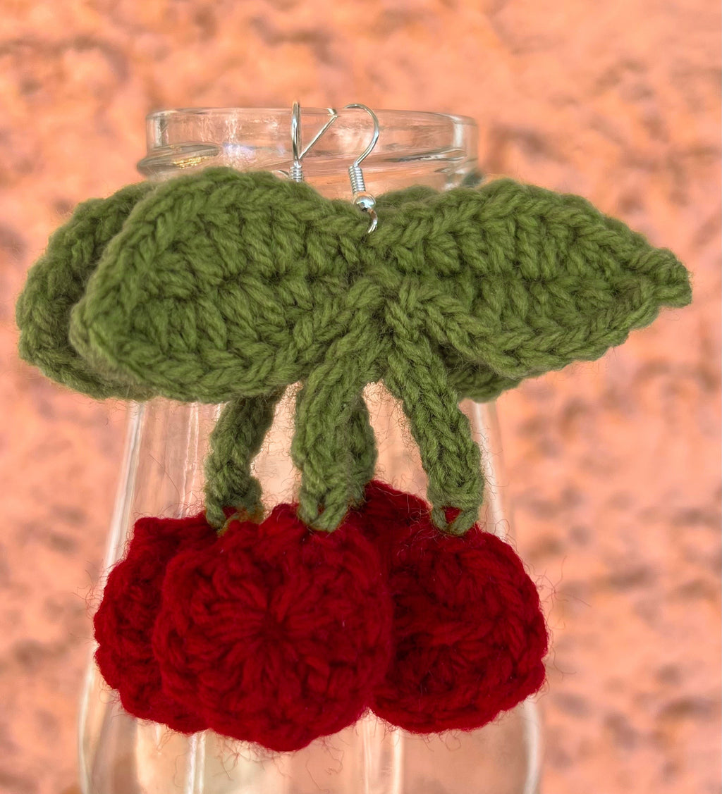 Crochet Earrings Cherries