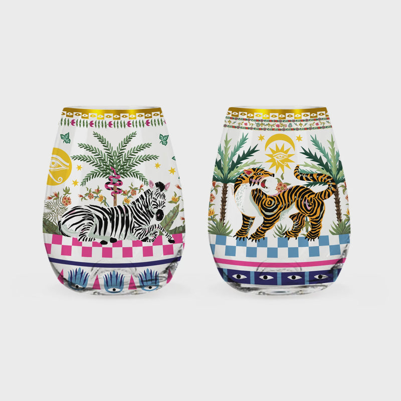 Glass Tumbler Mexican Folklore (Set of 2 Glasses))